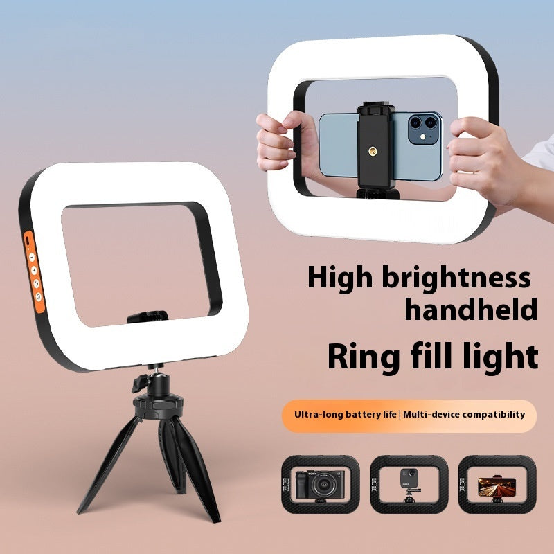 Portable Handheld LED Ring Light for Mobile Phone – Live Streaming, Selfie, Photography, Desktop, Rechargeable, Self-timer, Rabbit Cage Design Lamp