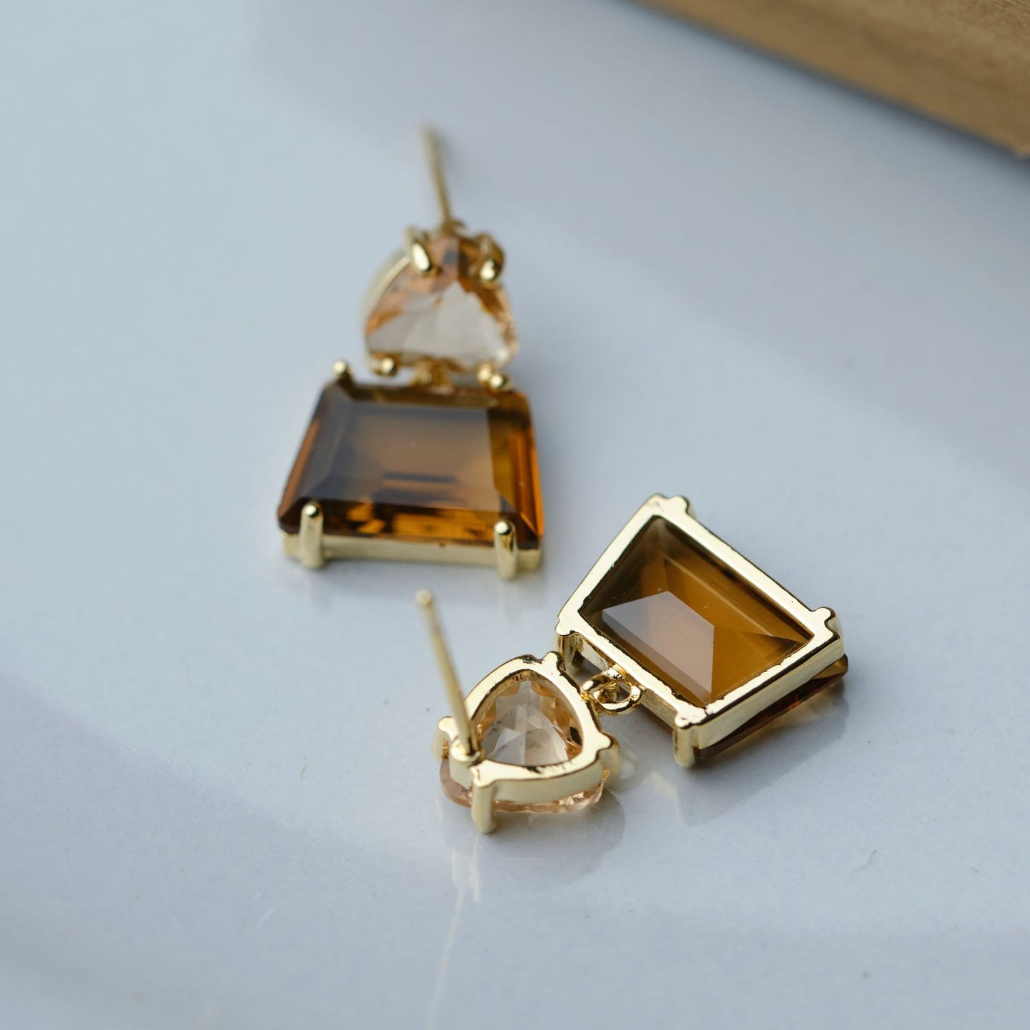 Andkiss Geometric Crystal Drop Earrings