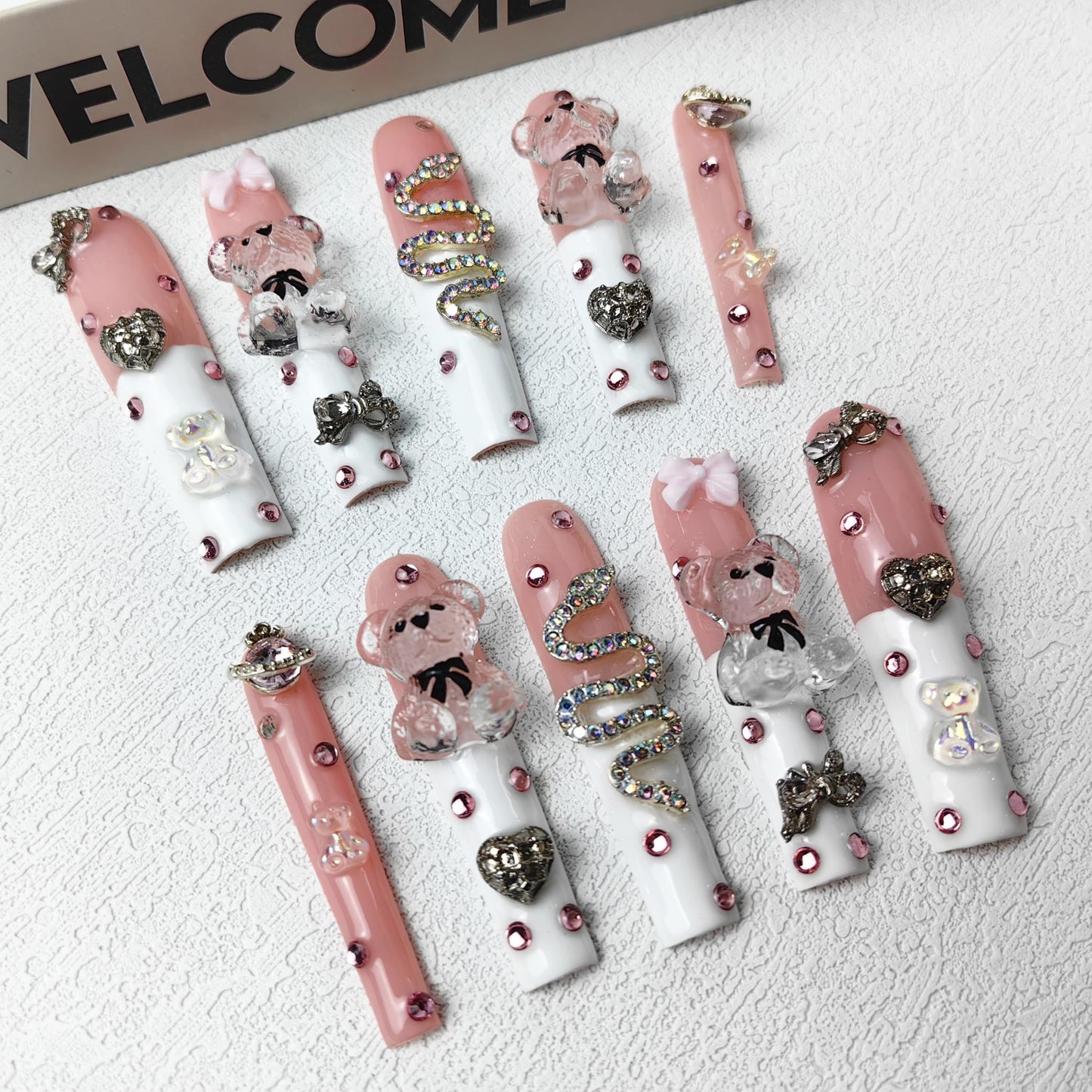Enchanted Bling Duo – Premium Rhinestone Press-On Nails