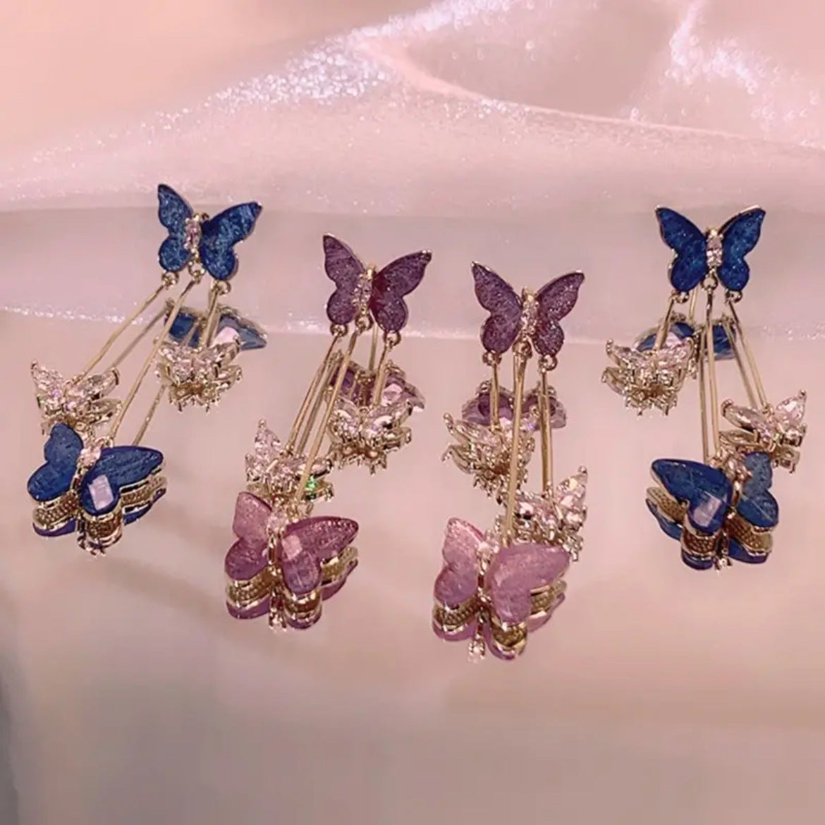 Women's Niche High-end Crystal Butterfly Tassel Earrings