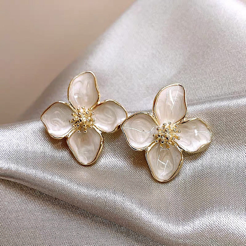 925 Silver Needle Roselle French Ins Retro Harbour Style Floral Earrings
