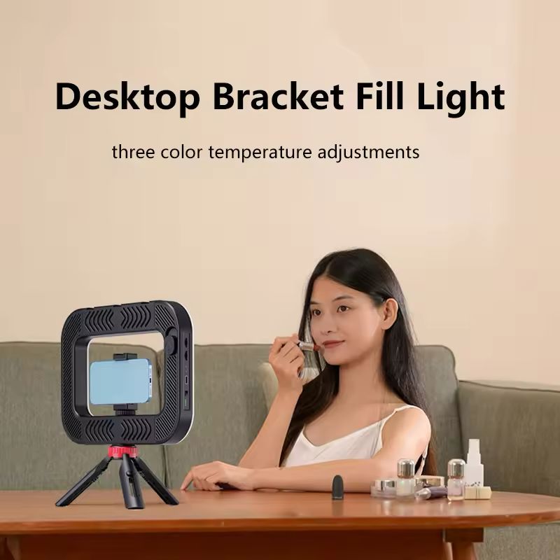 Portable Handheld LED Ring Light for Mobile Phone – Live Streaming, Selfie, Photography, Desktop, Rechargeable, Self-timer, Rabbit Cage Design Lamp