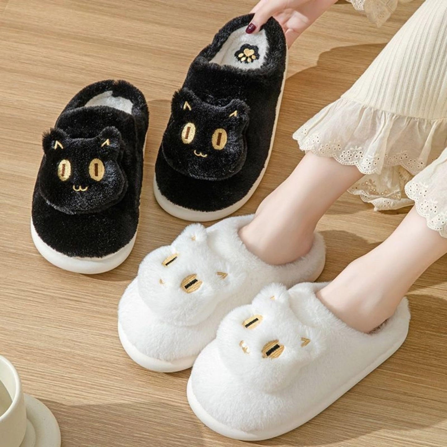 Cute Cat Slippers – Soft Plush, Warm Indoor House Shoes for Women & Men | Winter Slip-On