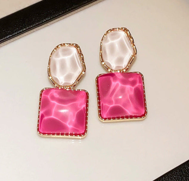 Silver Needle Irregular Square Earrings Fashion Earrings