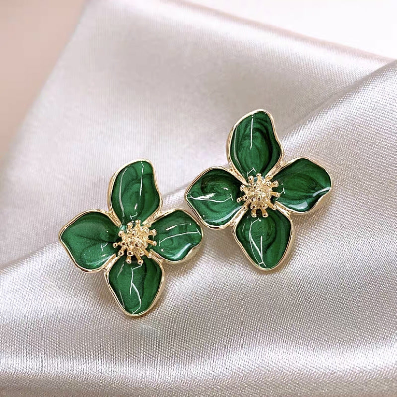 925 Silver Needle Roselle French Ins Retro Harbour Style Floral Earrings