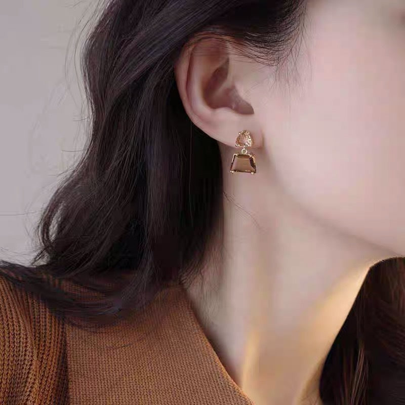 Andkiss Geometric Crystal Drop Earrings