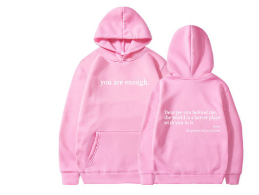Dear Person Behind Me Hoodie – Unisex Plush Letter Print Pullover with Kangaroo Pocket & Drawstring, Trendy Inspirational Quote Sweatshirt