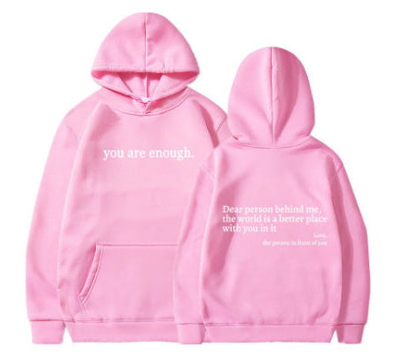 Dear Person Behind Me Hoodie – Unisex Plush Letter Print Pullover with Kangaroo Pocket & Drawstring, Trendy Inspirational Quote Sweatshirt