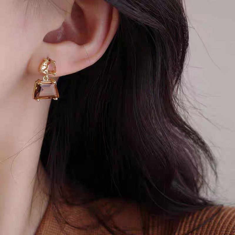 Andkiss Geometric Crystal Drop Earrings