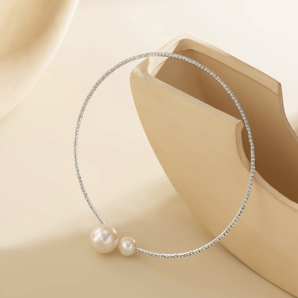 Personality Pearl Open Geometry Neckband Necklace