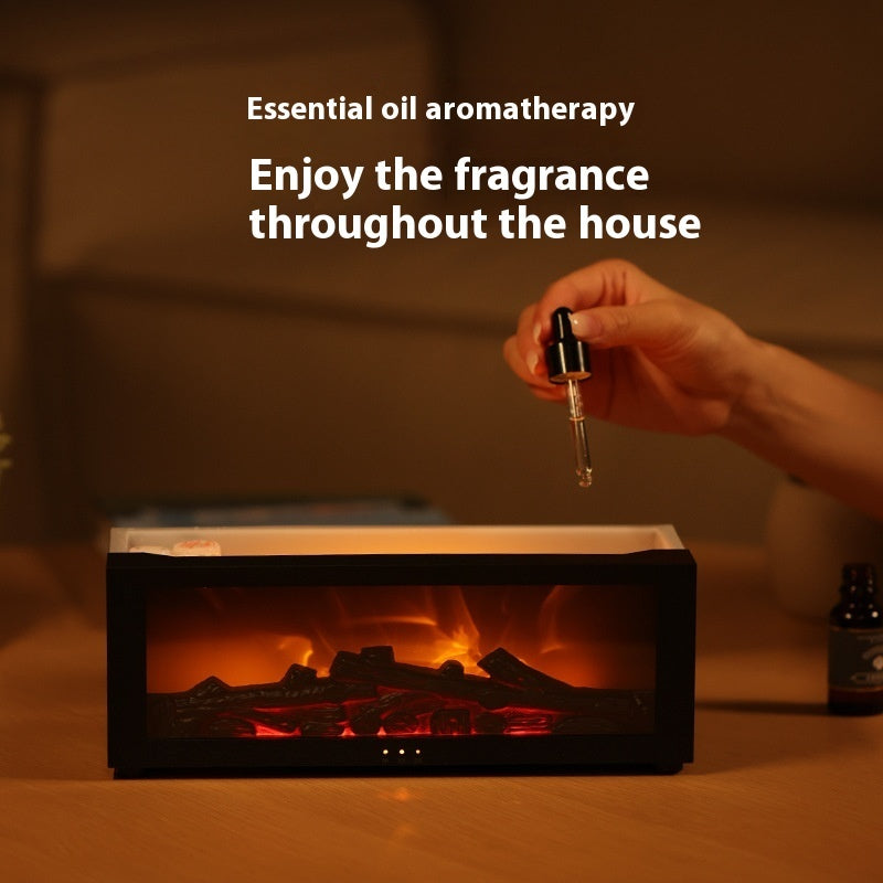 Flame Essential Oil Diffuser – 3D Fireplace Aromatherapy Humidifier with Colorful LED Lights, Large Mist Volume, Quiet Air Humidifier for Home & Bedroom