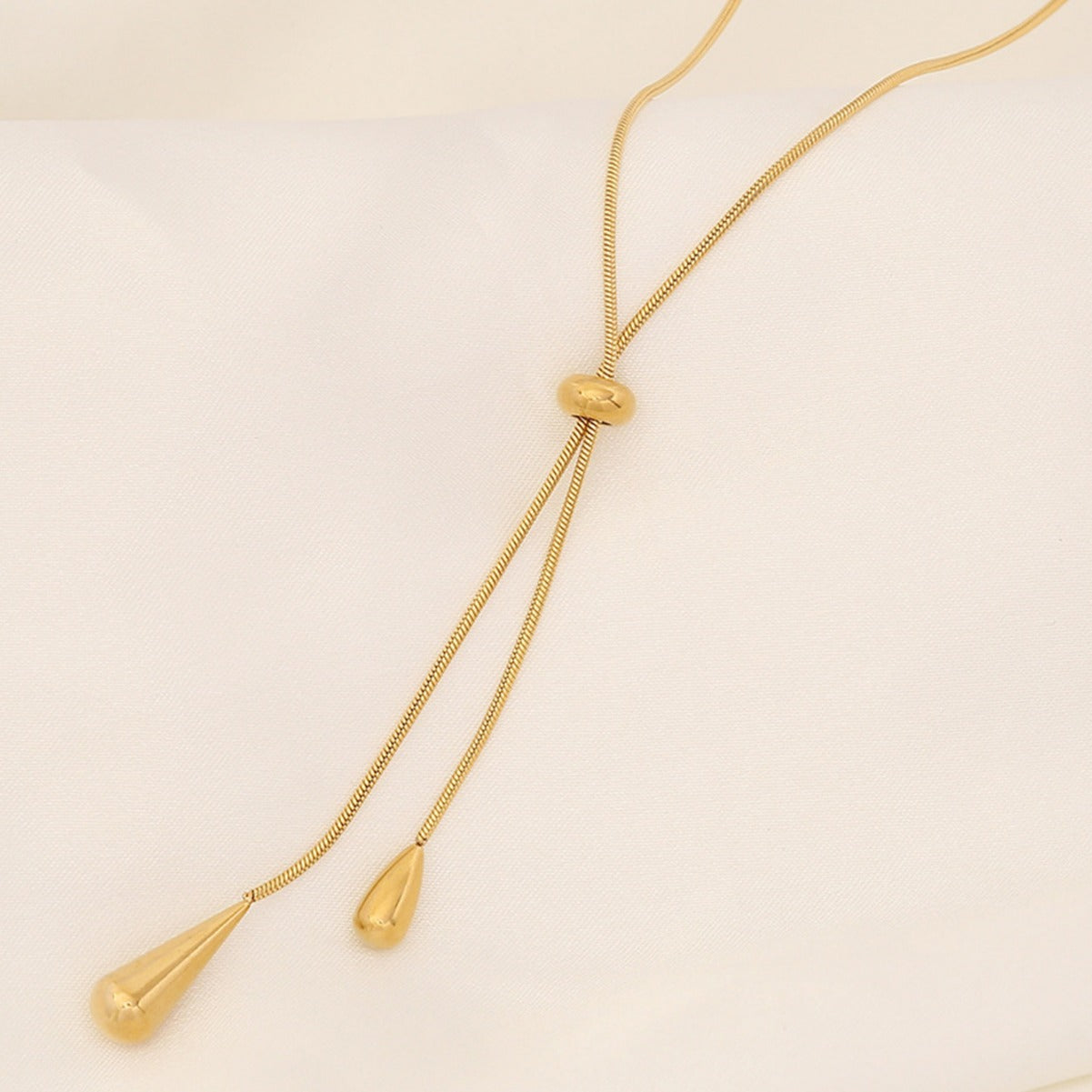 1pc Stainless Steel Retro Minimalist High-End Metallic Water Drop Pendant Necklace