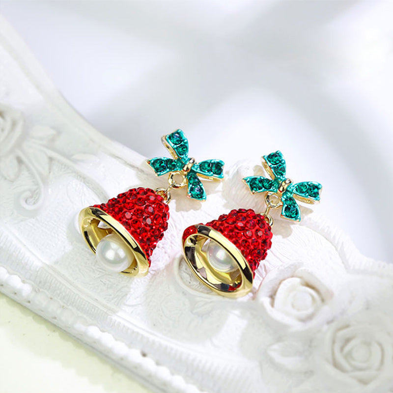 New Christmas and New Year Gift Bow Wind Chime Earrings – Festive Fashion Jewelry for Women