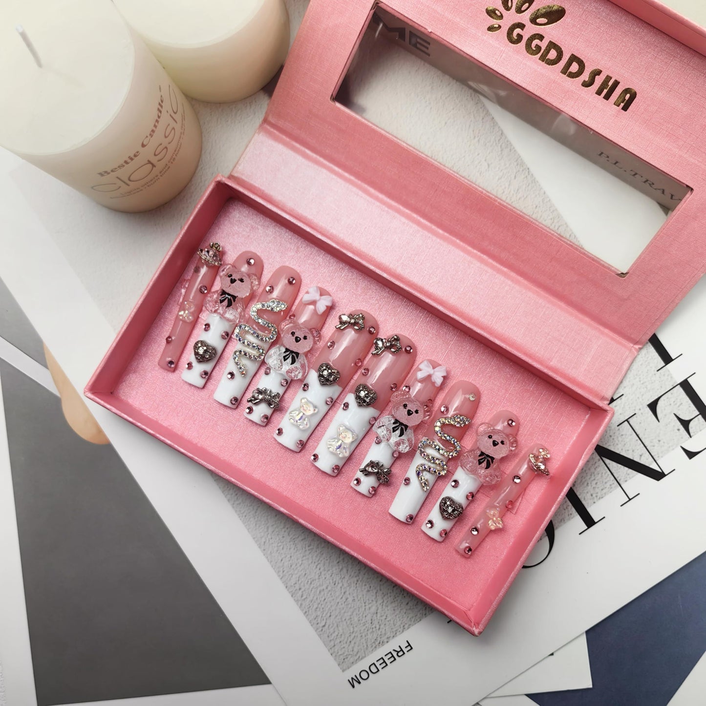 Enchanted Bling Duo – Premium Rhinestone Press-On Nails
