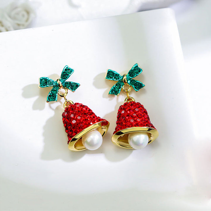 New Christmas and New Year Gift Bow Wind Chime Earrings – Festive Fashion Jewelry for Women