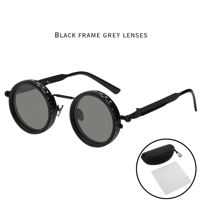 2025 New ND Dimmable Sunglasses – Adjustable Tint, UV400 Protection, Round Full Rim TAC Lens, Lightweight Aluminum Magnesium Frame for Men & Women