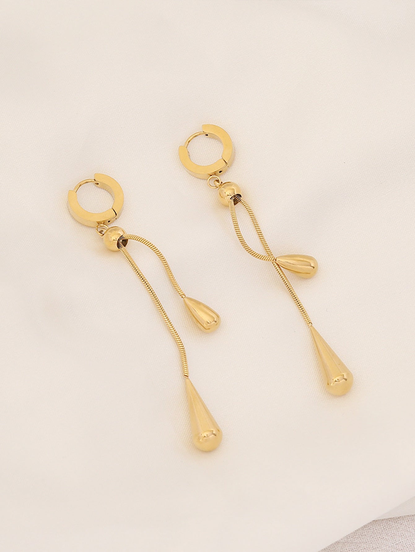 1pc Stainless Steel Retro Minimalist High-End Metallic Water Drop Pendant Necklace