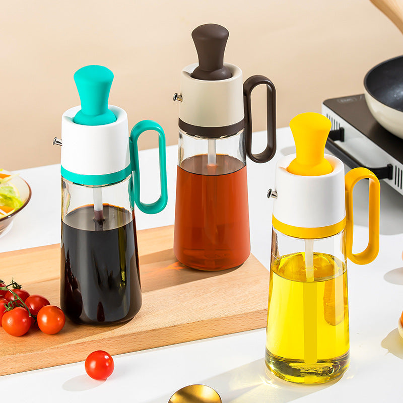2 In 1 Oil Dispenser with Silicon Brush BBQ Oil Spray Glass Bottle Silicone for Barbecue Cooking Seasoning Bottle Kitchen Gadgets