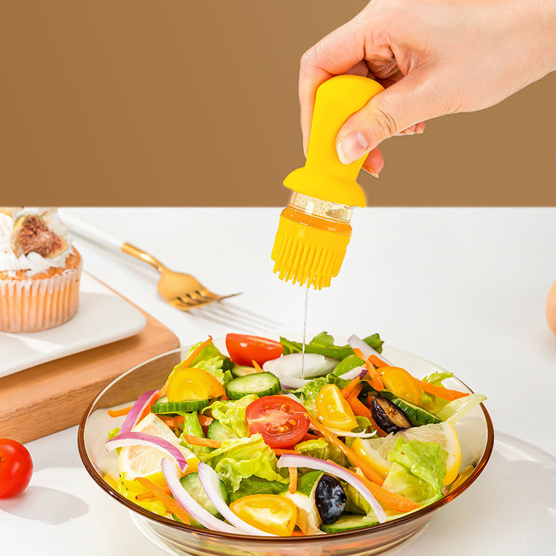 2 In 1 Oil Dispenser with Silicon Brush BBQ Oil Spray Glass Bottle Silicone for Barbecue Cooking Seasoning Bottle Kitchen Gadgets