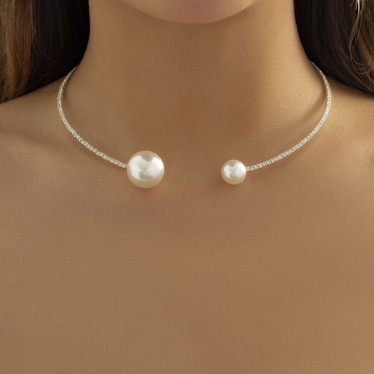 Personality Pearl Open Geometry Neckband Necklace