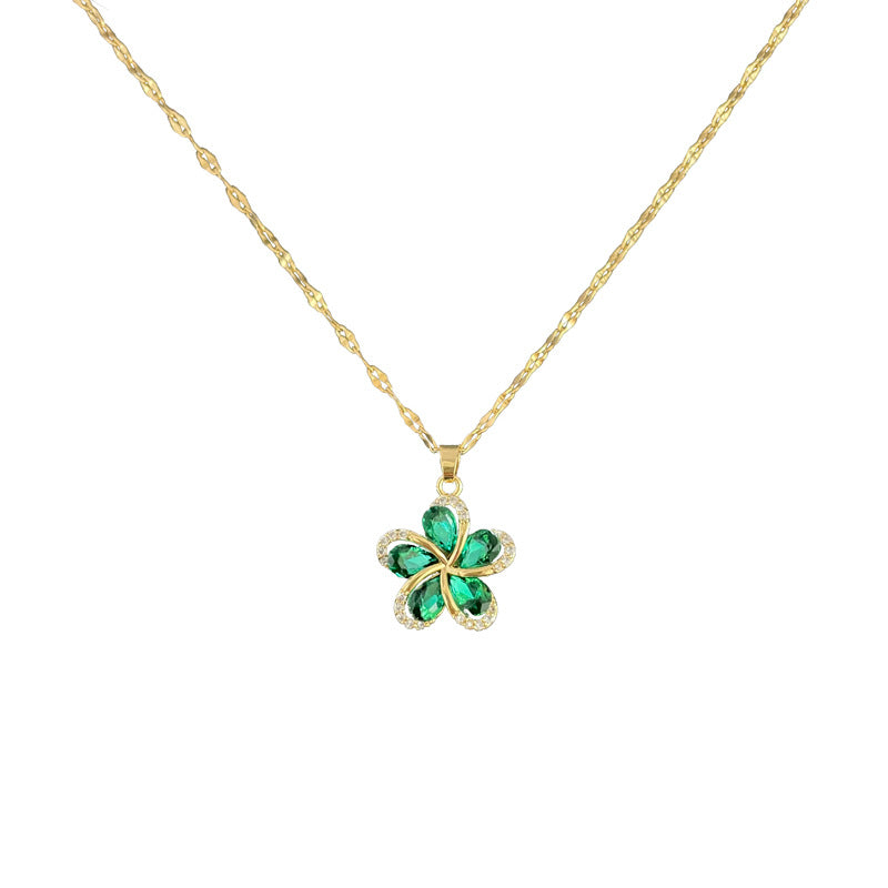 Antique Floral Titanium Steel Necklace