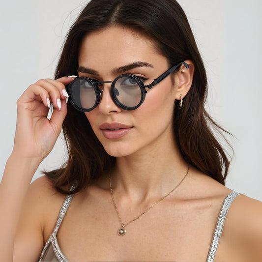 2025 New ND Dimmable Sunglasses – Adjustable Tint, UV400 Protection, Round Full Rim TAC Lens, Lightweight Aluminum Magnesium Frame for Men & Women