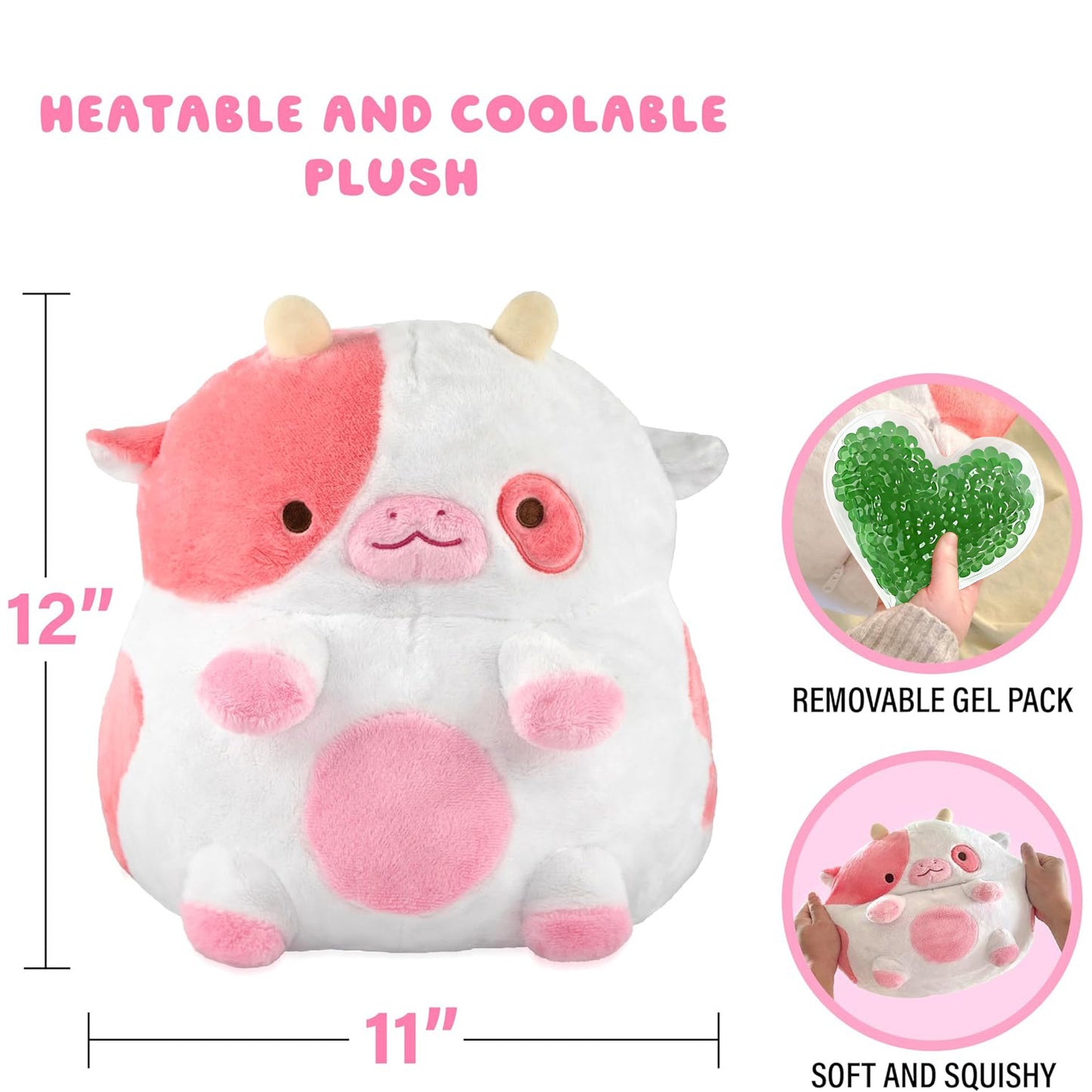 Cow Doll Heating Pillow Microwave Heating Stuffed Toy Animal Pillow Gel Liner Hot And Cold Compress Bag