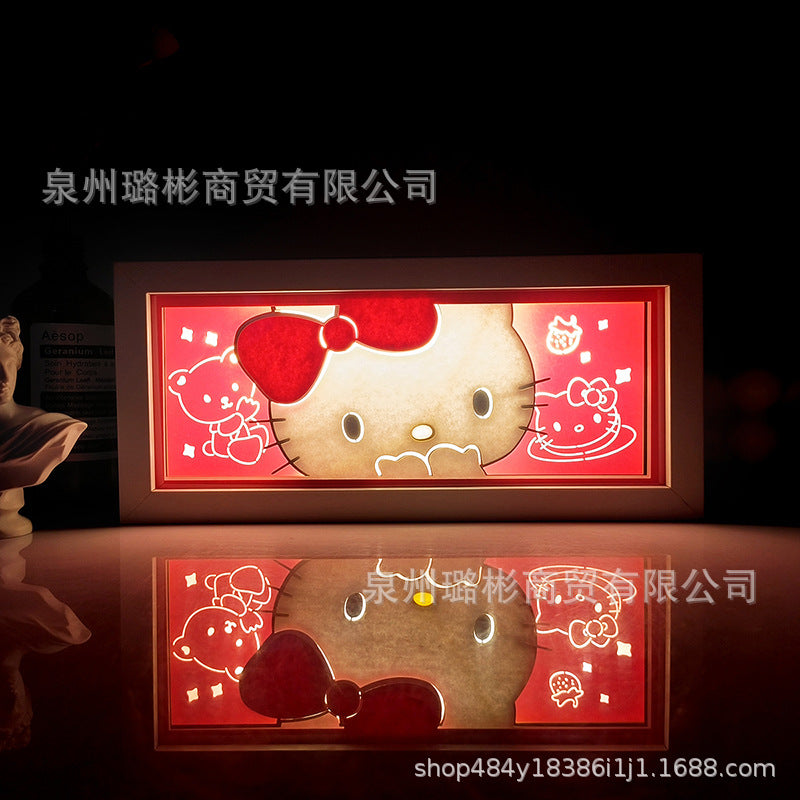 Anime Paper Sculpture One Piece Luffy Desktop Ornaments Paper-cut Lamp Japanese Comic Photo Frame Lamp Two-dimensional Peripheral Hand-made Gifts
