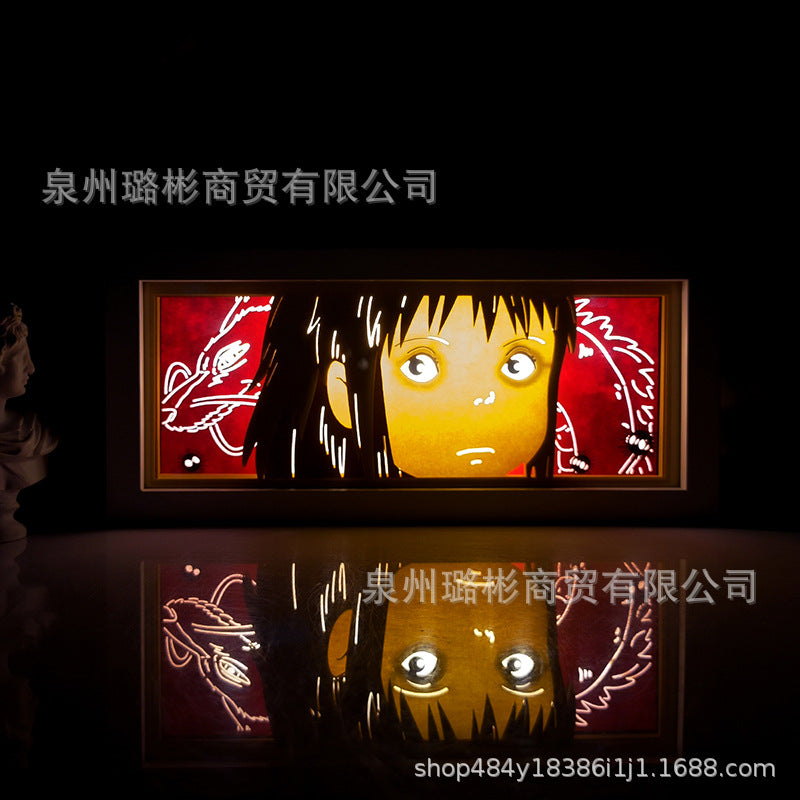 Anime Paper Sculpture One Piece Luffy Desktop Ornaments Paper-cut Lamp Japanese Comic Photo Frame Lamp Two-dimensional Peripheral Hand-made Gifts