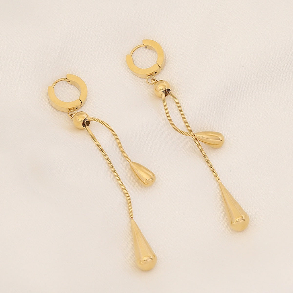 1pc Stainless Steel Retro Minimalist High-End Metallic Water Drop Pendant Necklace