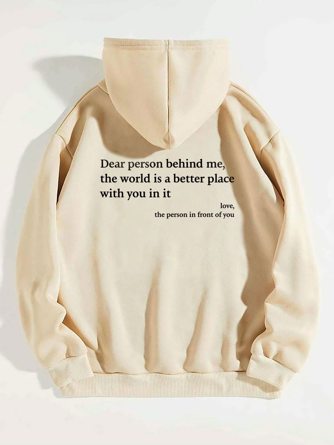 Dear Person Behind Me Hoodie – Unisex Plush Letter Print Pullover with Kangaroo Pocket & Drawstring, Trendy Inspirational Quote Sweatshirt