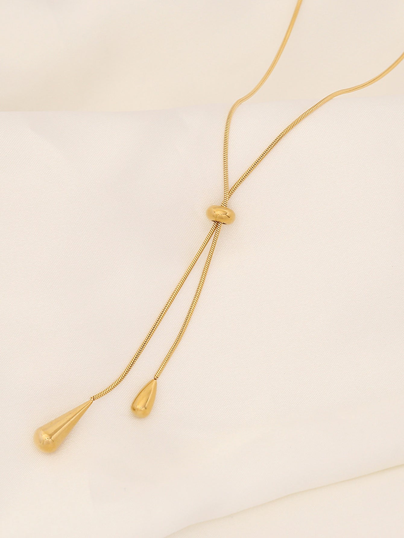 1pc Stainless Steel Retro Minimalist High-End Metallic Water Drop Pendant Necklace