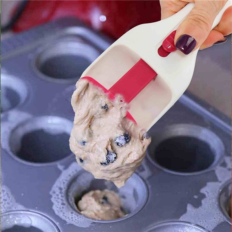 Cake Batter Dispenser Scoop – Easy Push Cupcake Spoon, Non-Drip Batter Measuring Cup for Cake Mix, Pancake, Muffin, and Chocolate Sauce – Baking Tools & Kitchen Gadgets